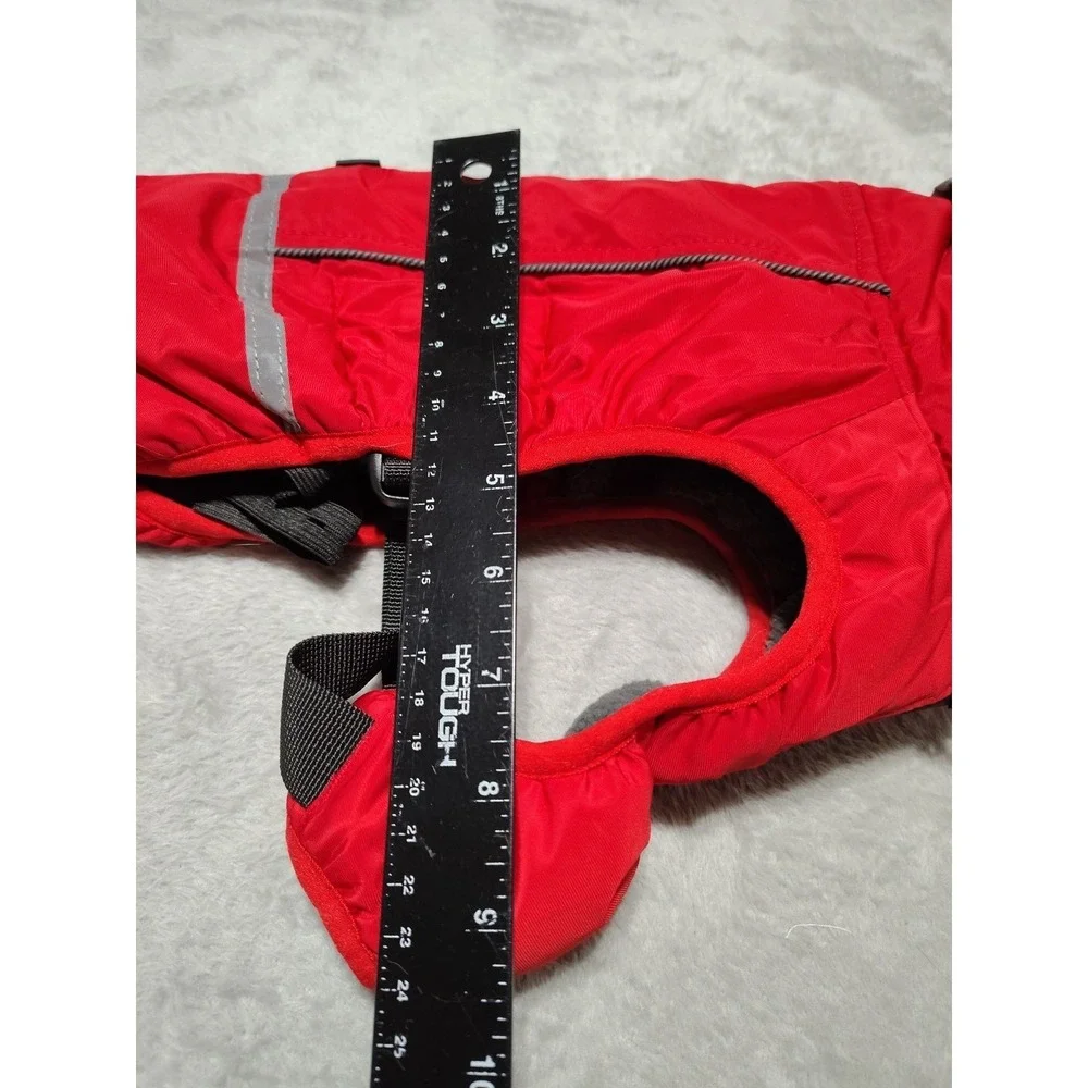 QBLEEV Dog Coat Small Red Reflective Fur Lined Warm Adjustable Outdoor Walks